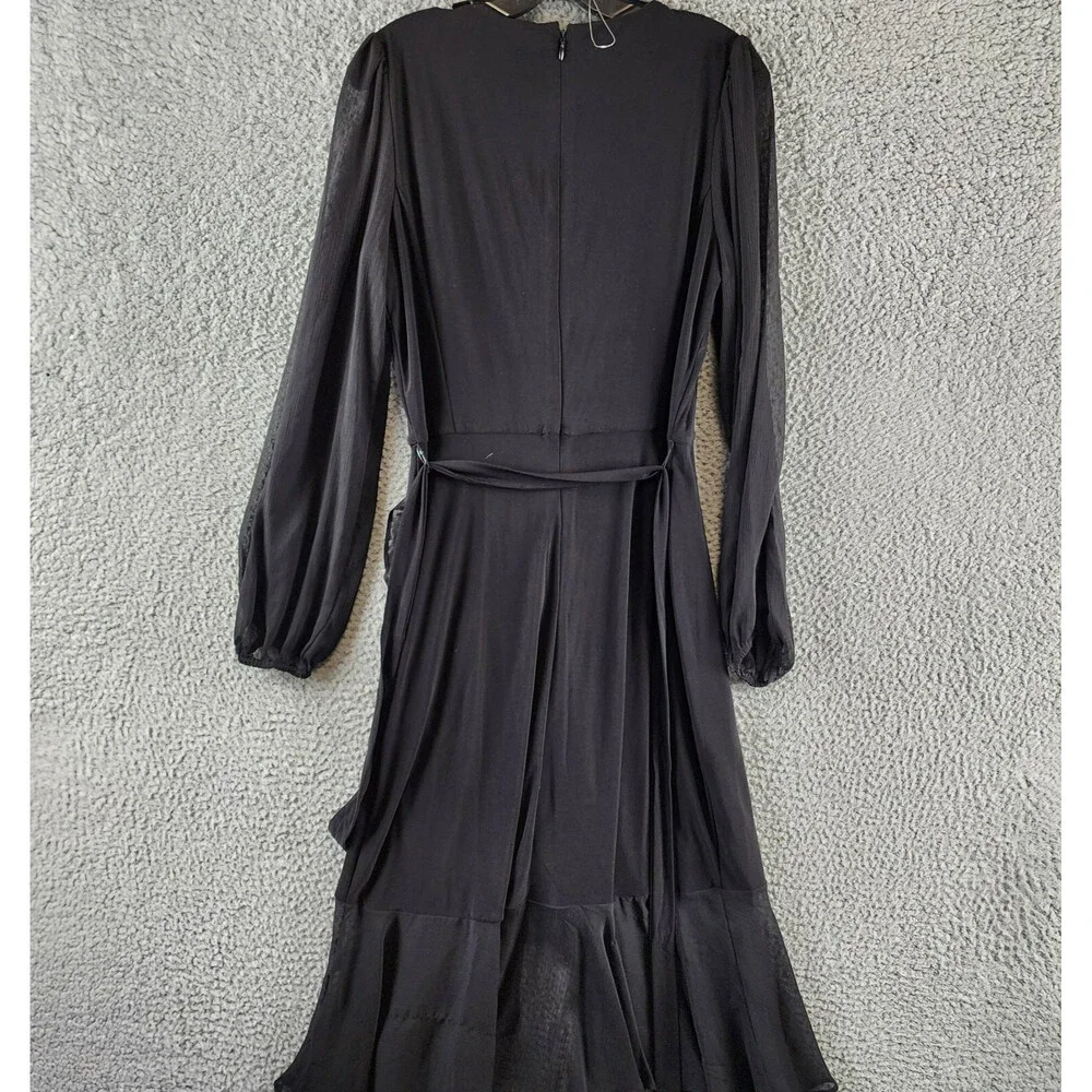 Tommy Hilfiger Jersey Stretch Chiffon Long Sleeve Dress Women's 8 Black Back Zip - Picture 13 of 15